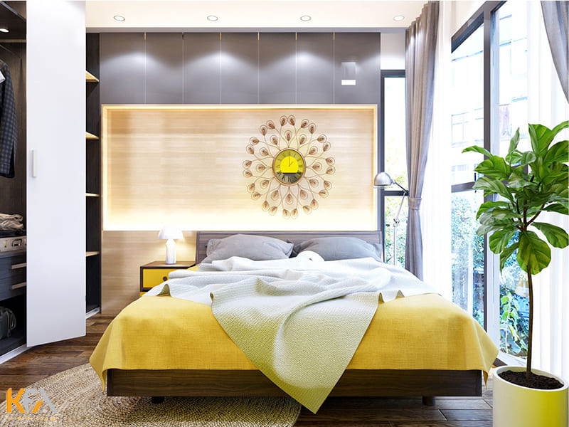 Phòng ngủ màu vàng đẹp ấn tượng dành cho nữ