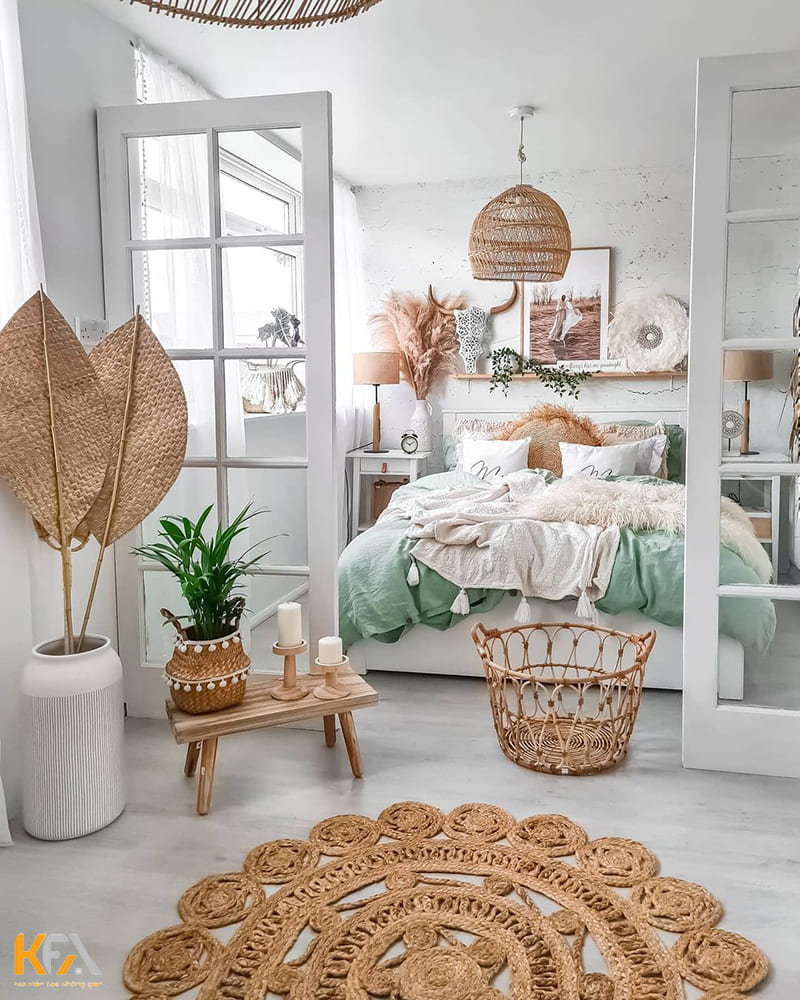Decor phòng ngủ màu trắng siêu xinh với các đồ handmade