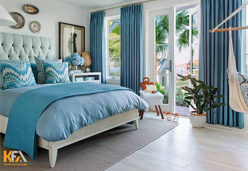 Thiết kế phòng ngủ đẹp cho nữ màu xanh tươi mát
