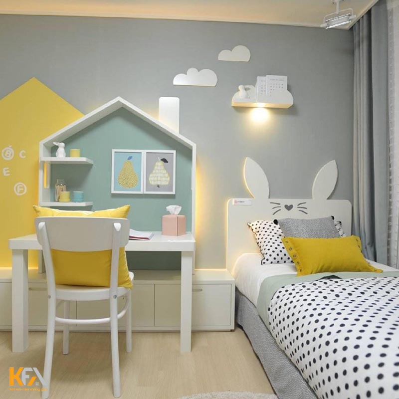 Trang trí phòng ngủ đơn giản cho bé gái với màu sắc tươi sáng