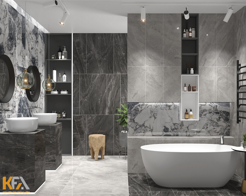 Thiết kế phòng tắm sang trọng bằng chất liệu đá Marbel