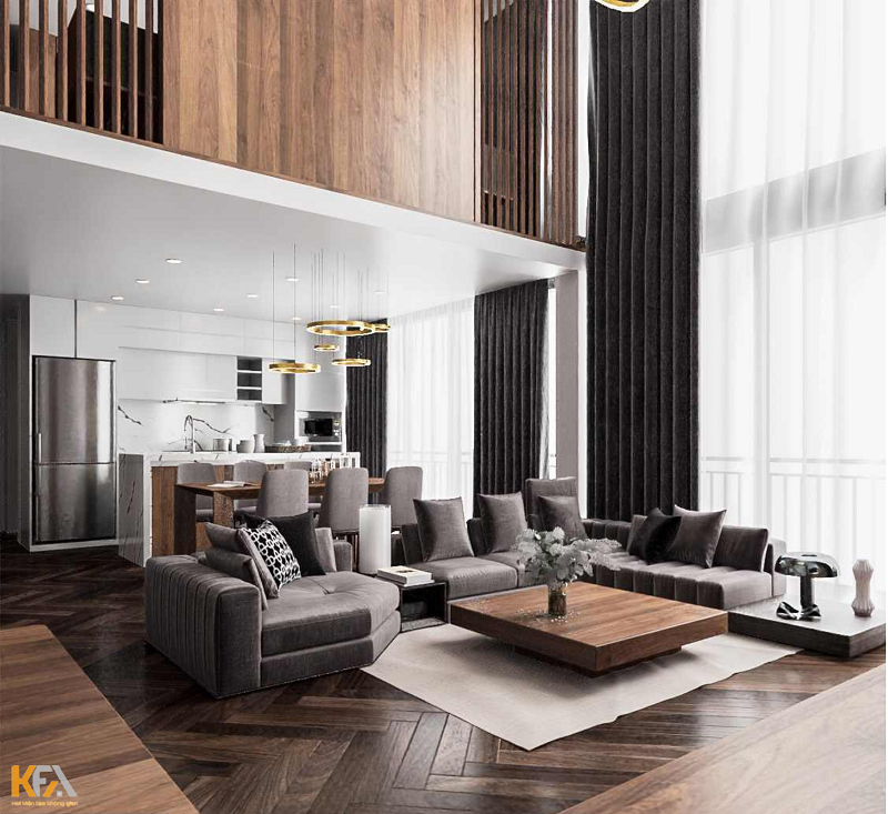 Mẫu thiết kế nội thất căn hộ Duplex phong cách hiện đại, sang trọng