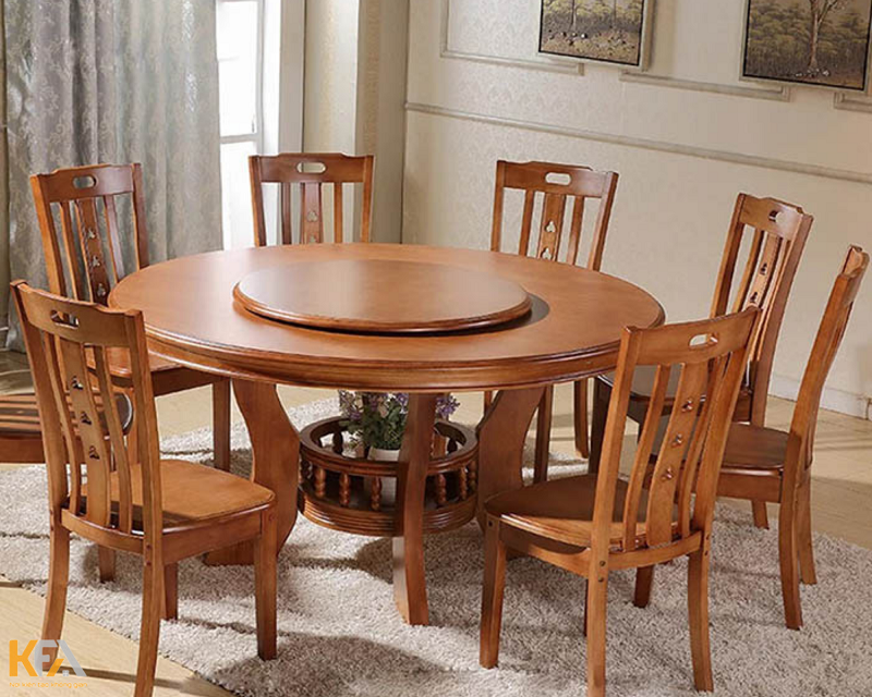 Bộ bàn ăn 8 ghế dáng tròn