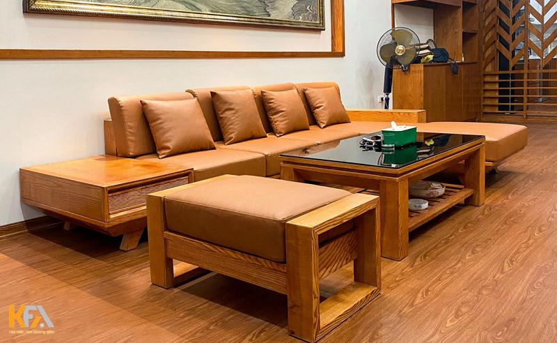 Mẫu thiết kế bộ bàn ghế phòng khách đầy ấn tượng bằng gỗ tần bì