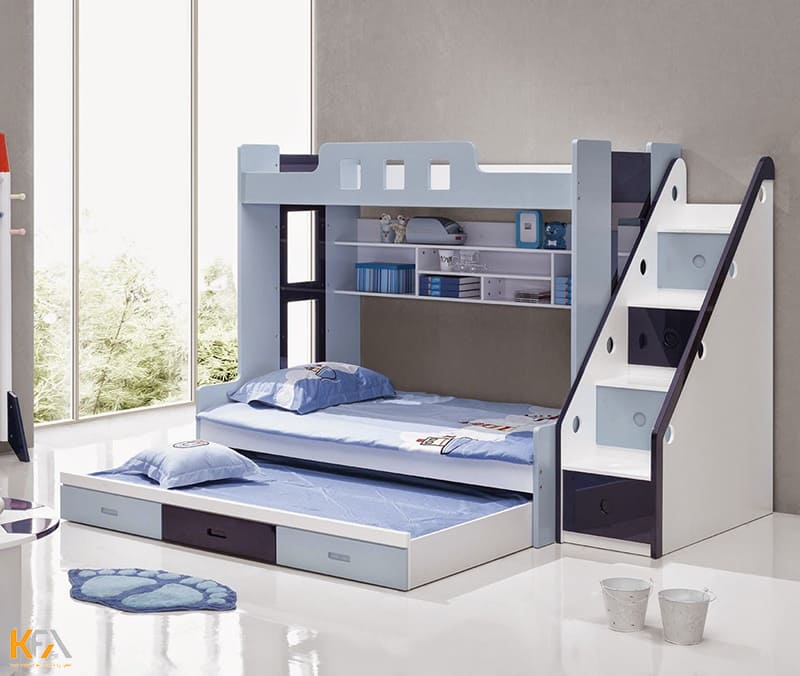 Phòng ngủ cho 2 bé nam sử dụng nội thất thông minh
