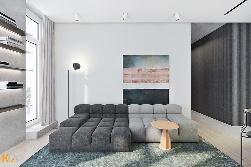 Không gian phòng khách đơn giản, hiện đại cho nhà chung cư