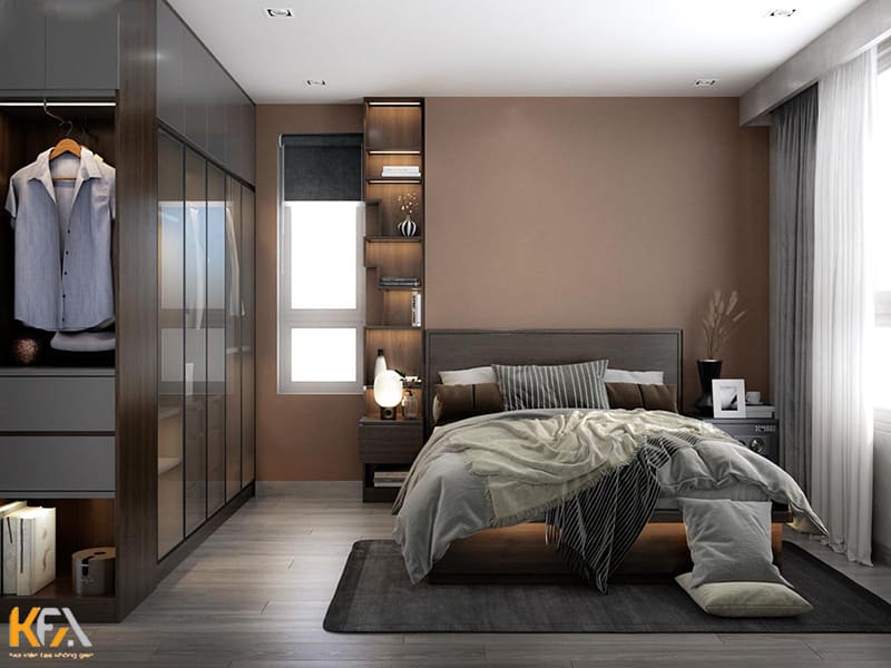 Phòng ngủ master hiện đại gam màu trầm tối