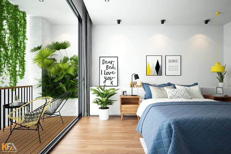 Phòng ngủ theo lối thiết kế không gian xanh mang đến cảm giác thư thái, tràn đầy sức sống