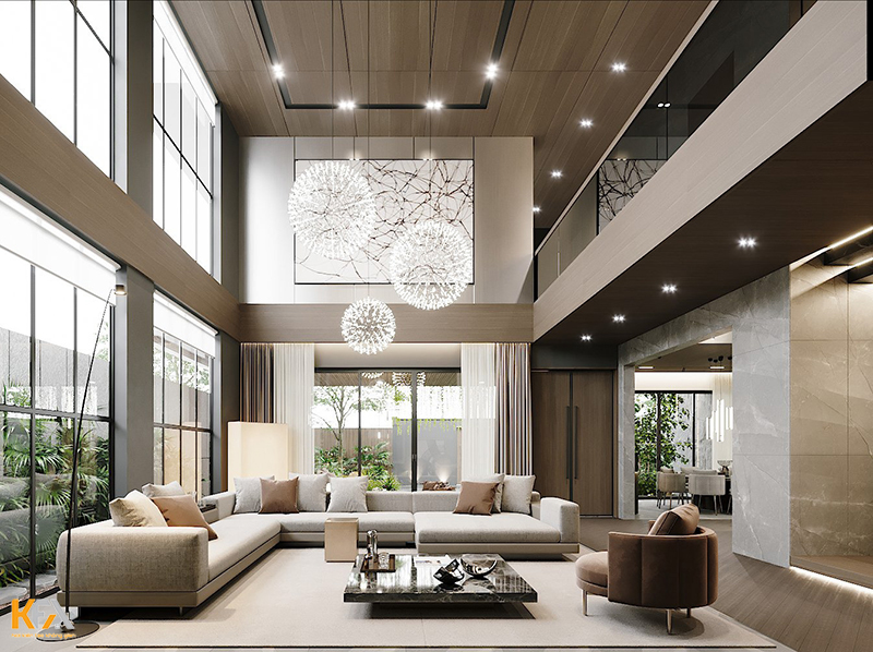 30+ Mẫu thiết kế nội thất phòng khách biệt thự đẹp, sang trọng 2023