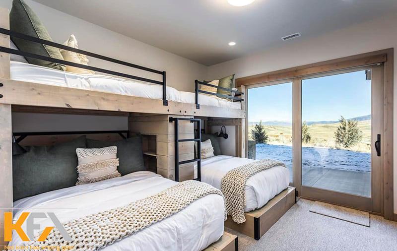 Phòng ngủ có giường tầng cho homestay view biển