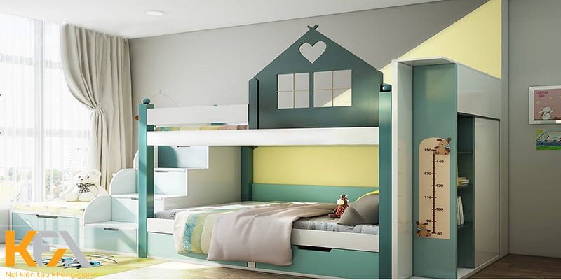Màu sắc của giường tương quan với màu sắc căn phòng
