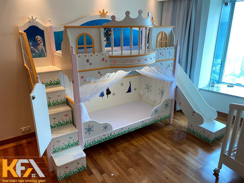 Thiết kế giường tầng mẫu mã đa dạng giống như một tòa lâu đài thu nhỏ