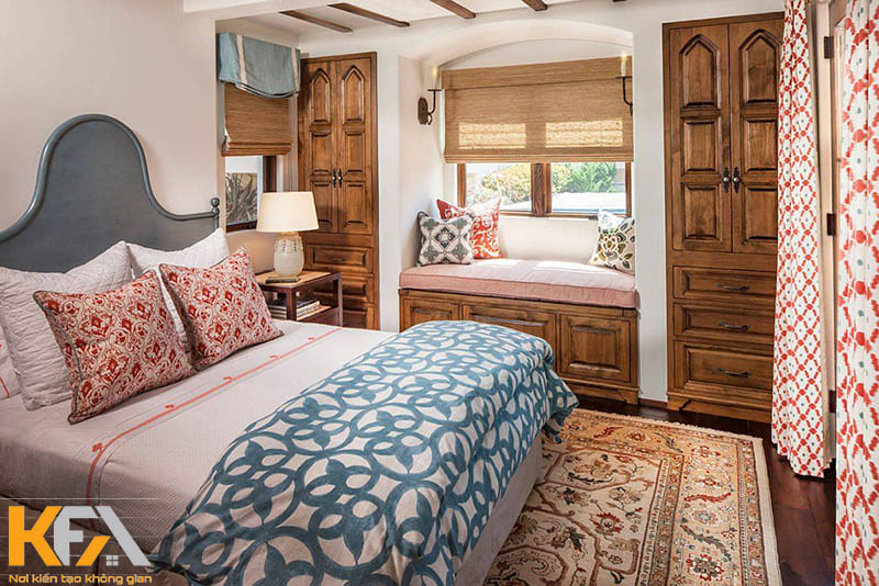 Chất liệu gỗ giúp phòng ngủ thêm cảm giác gần gũi, ấm cúng