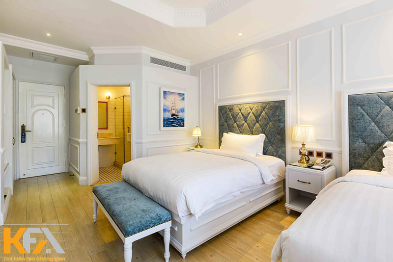 Mẫu phòng ngủ chung cư phong cách Địa Trung Hải gam màu trắng tinh tế