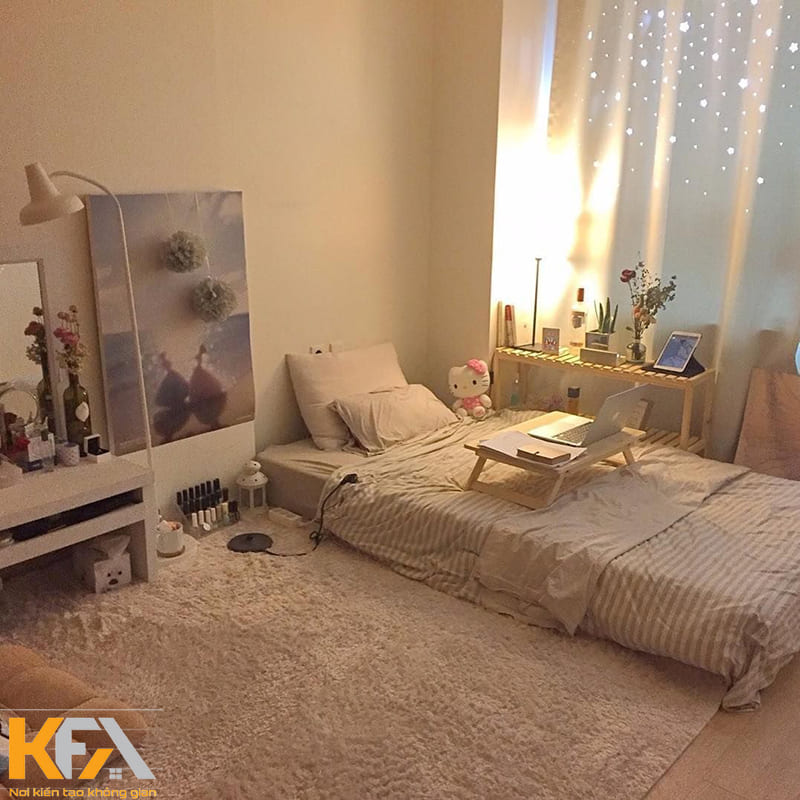 Thiết kế phòng ngủ Hàn Quốc thường không sử dụng giường hoặc giường thấp