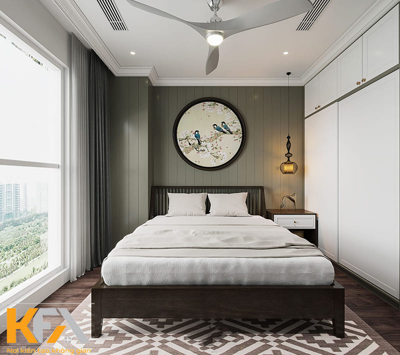 Mẫu phòng ngủ phong cách Indochine với gam màu trắng chủ đạo