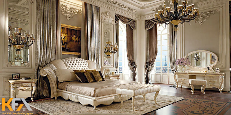 Mẫu phòng ngủ châu Âu cổ điển với nét đẹp sang trọng, quý phái chuẩn Hoàng gia