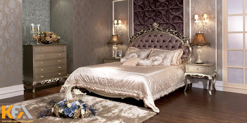 Nội thất phòng ngủ phong cách châu Âu chú trọng đến những đường cong hoàn hảo