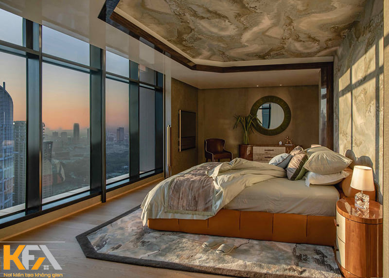 Phòng ngủ hiện đại hơi hướng châu Âu trong căn Penthouse cao cấp