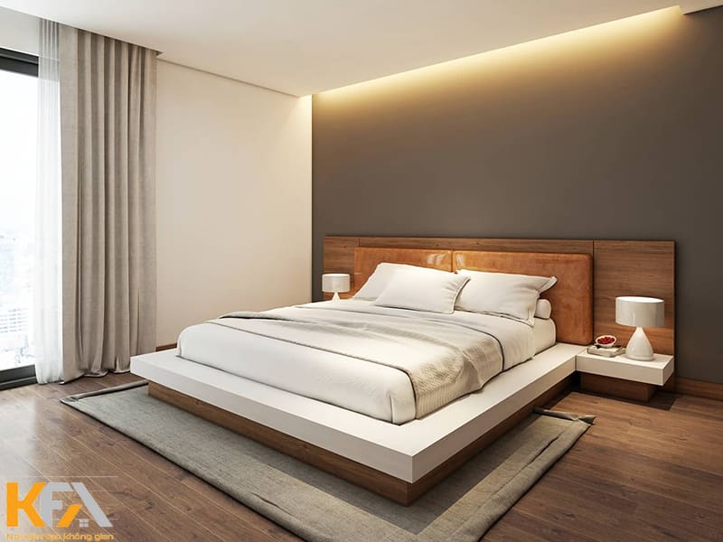 Phòng ngủ tối giản ưu tiên nội thất thấp và những đường nét góc cạnh