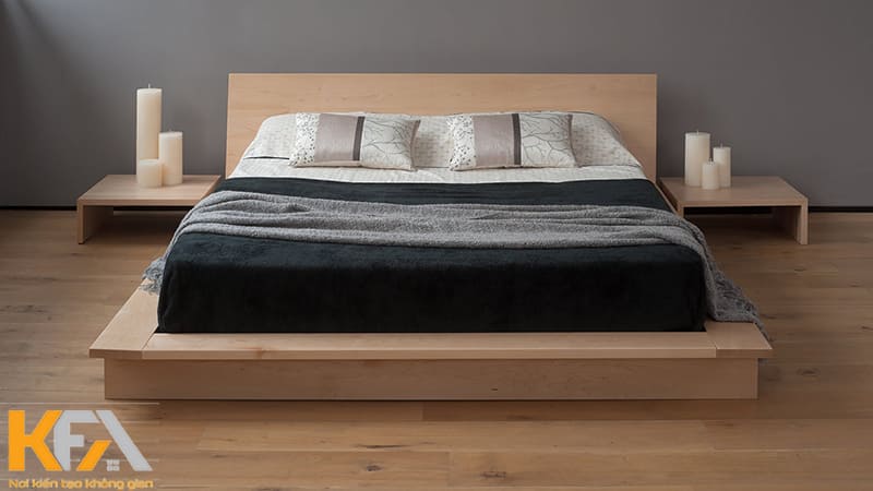 Gỗ công nghiệp là sự lựa chọn hàng đầu trong thiết kế phòng ngủ giường bệt tối giản