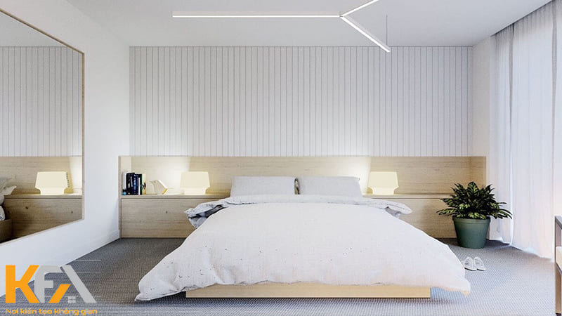 Phòng ngủ tối giản ưu tiên gam màu trắng chủ đạo