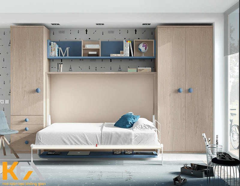 Giường gấp thông minh gỗ công nghiệp cho phòng ngủ nhỏ