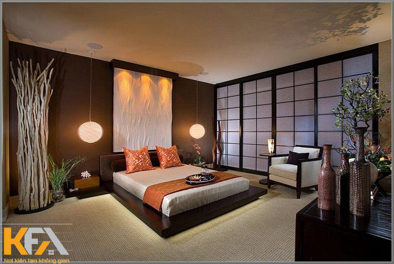 Cửa lùa Shoji là thiết kế quen thuộc của phòng ngủ kiểu Nhật