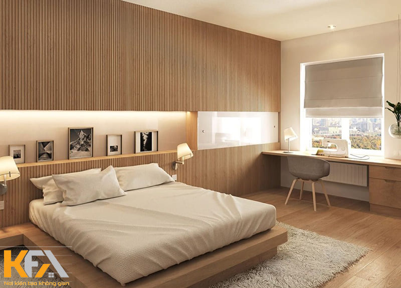 Phòng ngủ kiểu Nhật ưu tiên nội thất thấp, điển hình là giường bệt