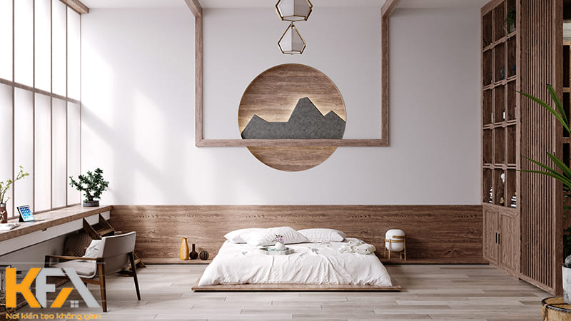 Giường bệt là thiết kế đặc trưng nhất của phòng ngủ kiểu Nhật