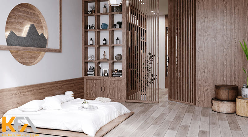 Sàn gỗ cũng là một trong những đặc trung nổi bật của phòng ngủ kiểu Nhật