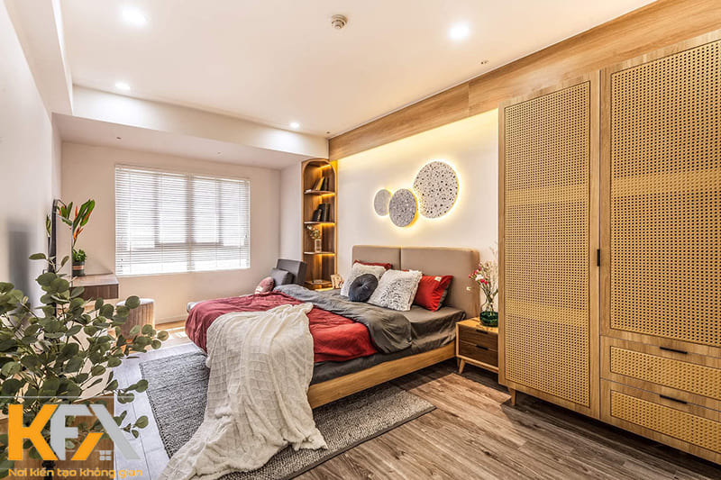 Phòng ngủ đơn giản ưu tiên các loại gỗ sáng màu