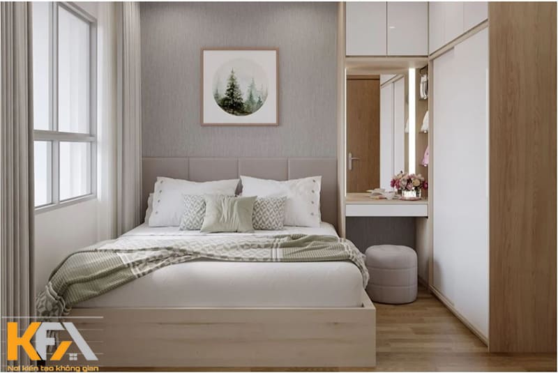 Phòng ngủ 11m2 tối giản với nội thất cơ bản