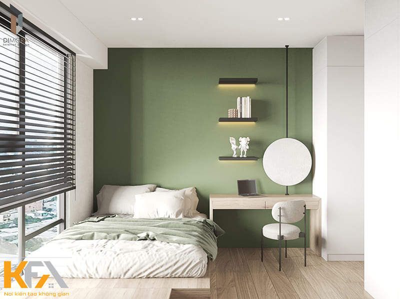 Thiết kế đơn giản cho phòng ngủ nhỏ màu xanh