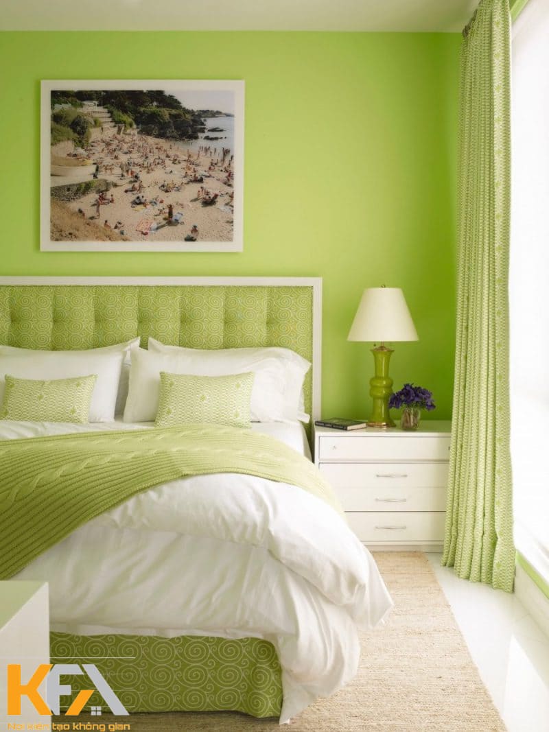 Sơn phòng ngủ màu xanh cốm là một lựa chọn tối ưu cho không gian nghỉ ngơi