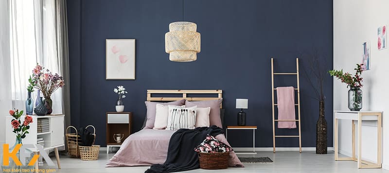 Phòng ngủ màu xanh dương - hồng sang trọng