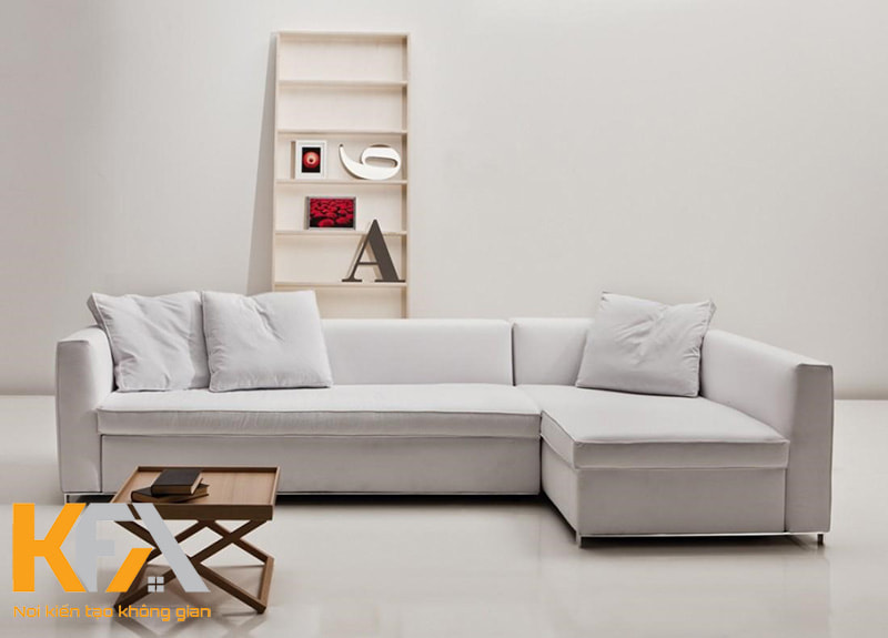 Thiết kế bộ sofa đơn gian, góc cạnh tối ưu không gian phòng khách