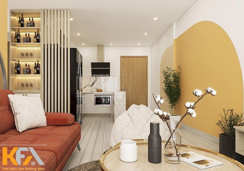 Ngắm nhìn chung cư 2 ngủ phong cách Block Color thiết kế đầy độc đáo