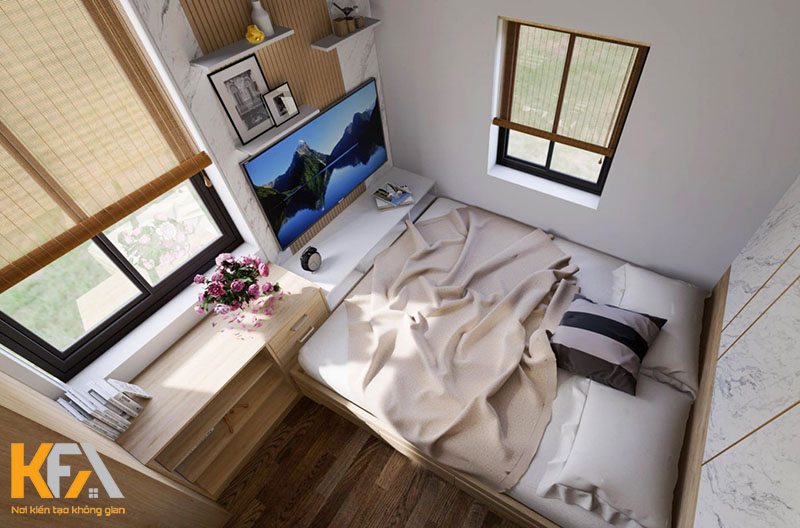Mẫu phòng ngủ thiết kế 1 cánh mở đơn giản, cho căn phòng thoáng rộng hơn