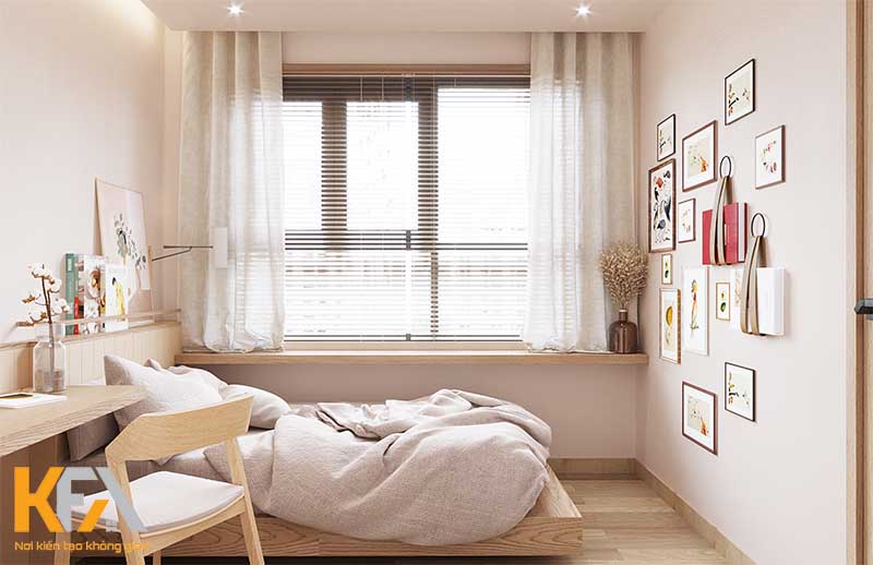 Mẫu cửa sổ phòng ngủ nhỏ tone màu trắng nhẹ nhàng, từ chất liệu nhôm kính