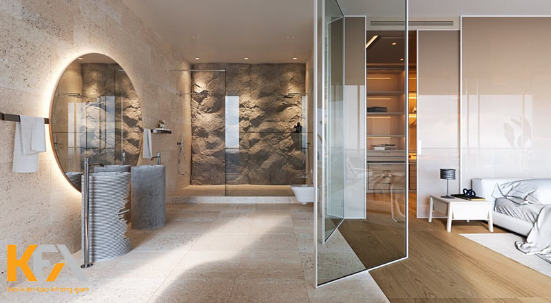 Thiết kế phòng ngủ diện tích 30m2 với không gian hiện đại, sang trọng bởi nhà vệ sinh thiết kế đầy ấn tượng