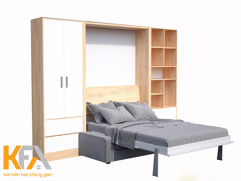 Thiết kế tủ quần áo kết hợp giường mang đến một không gian gọn gàng, ngăn nắp hàng đầu