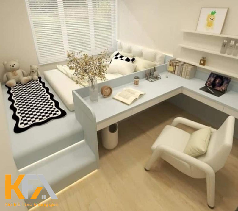 Mẫu thiết kế không gian phòng trọ hiện đại với những món đồ nội thất bố trí thông minh giúp tối ưu diện tích
