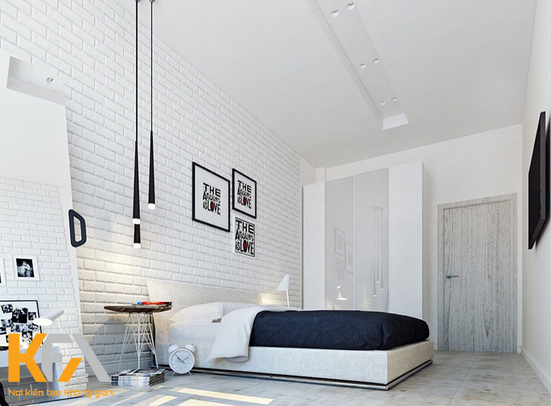 Không gian nội thất hiện đại, sử dụng tone màu trắng thông thoáng, nổi bật