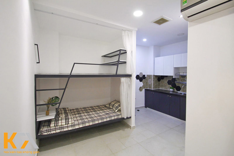 Mẫu phòng trọ không gác lửng sử dụng giường tầng tối ưu diện tích