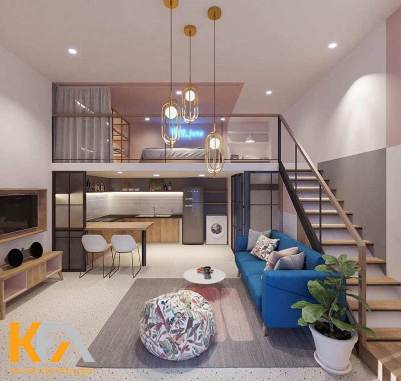 Căn phòng trọ 30m2 thiết kế sang trọng, nổi bật với bộ sofa xanh ấn tượng
