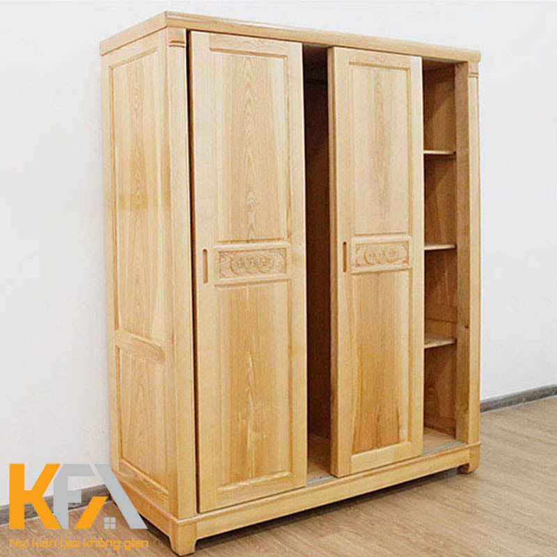 Mẫu tủ quần áo gỗ Sồi thiết kế đơn giản, nhẹ nhàng phù hợp với mọi không gian