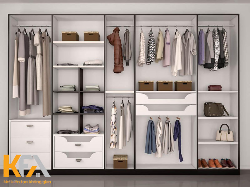 Thiết kế tủ quần áo kiểu dáng không cánh hiện đại, phù hợp với mọi không gian